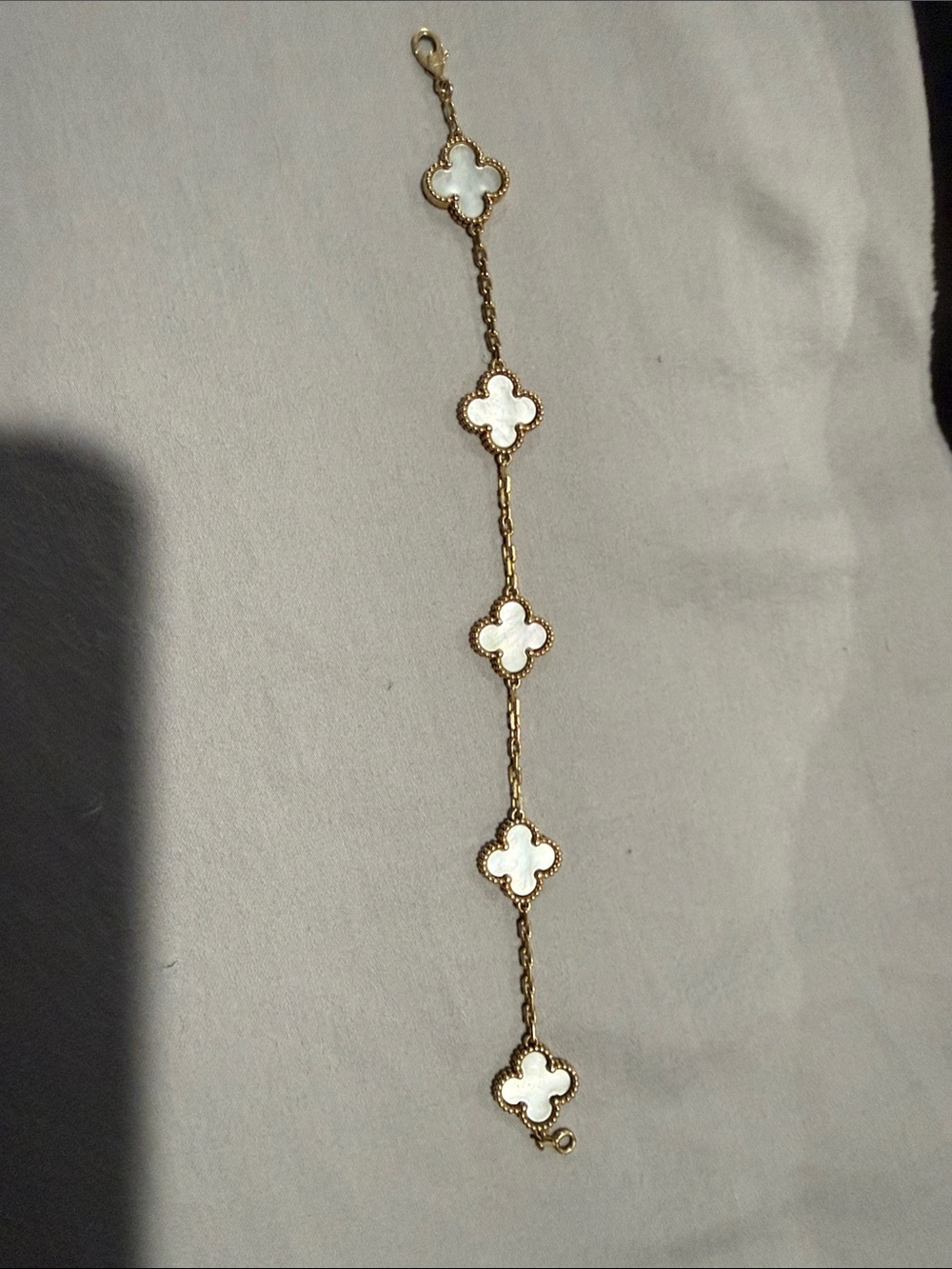 Van Cleef & Arpels Gold and White Alhambra Bracelet